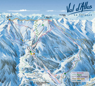 Ski runs and touring route map Val d'Allos le Seignus