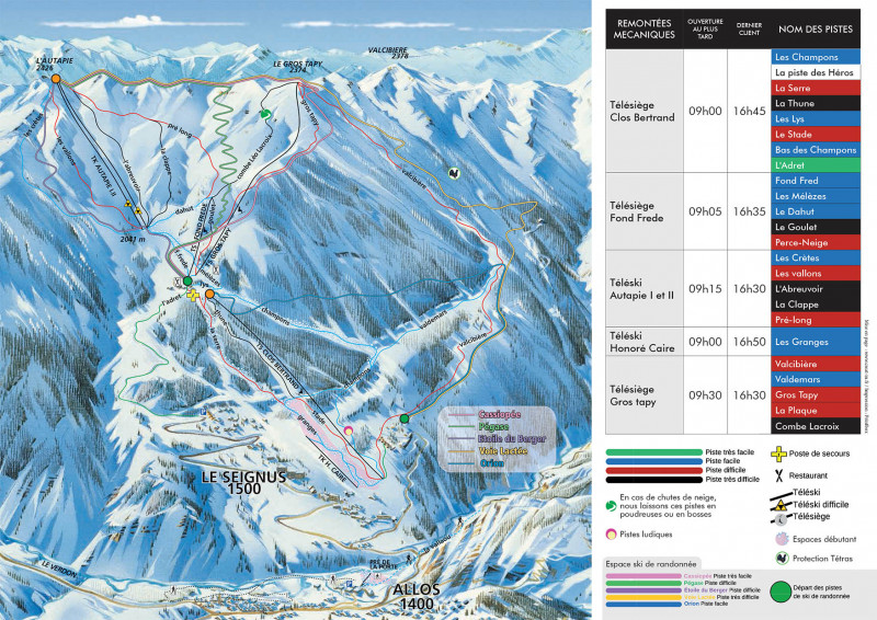 Plan des pistes Val d'Allos le Seignus