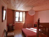 bright bedroom (window) with double bed and bunk beds