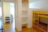 Bedroom corner, bunk bed and storage space