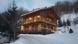 View of the chalet with two apartments on 3 floors, secluded in the middle of snowy nature
