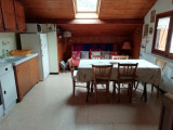 living room with kitchen, bright (window and skylight)