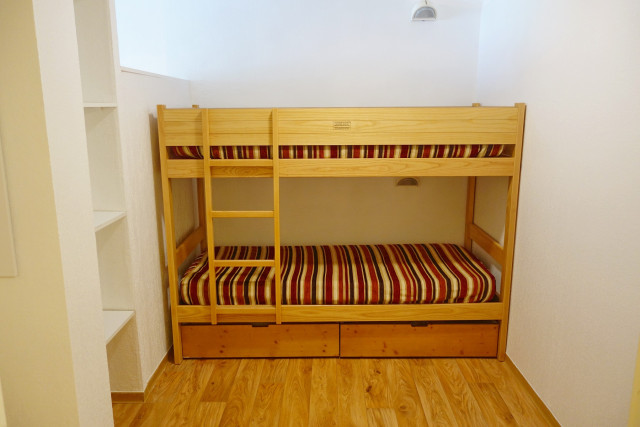 Bedroom corner, bunk bed and storage space