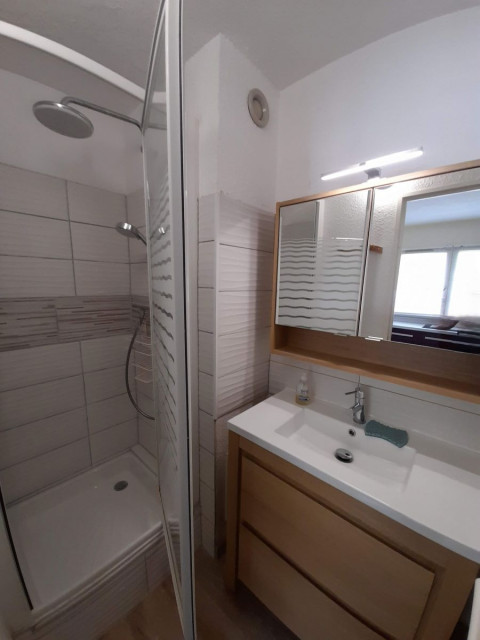 Bathroom with shower tray, wood furniture - © ventroux Bathroom with shower tray, wood furniture